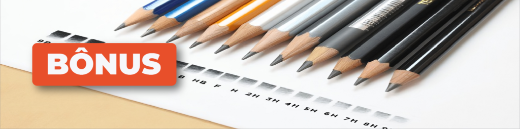 Header ilustrativo mostrando vários lápis, com a palavra bônus escrita
