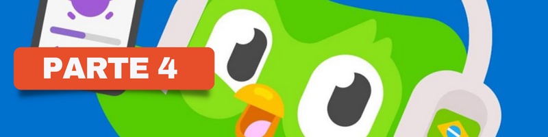 Banner com o mascote do aplicativo Duolingo